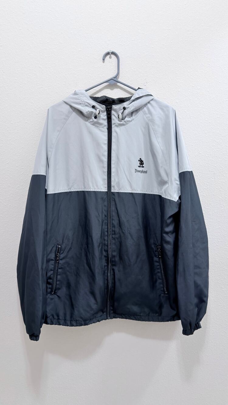 Disney Parks Disneyland Mickey Mouse Hooded Gray Windbreaker Jacket Large